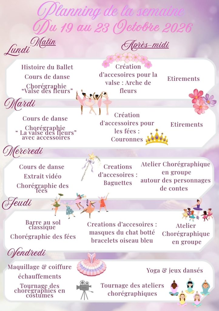 Programme détaillée du stage